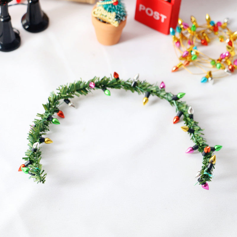 Wholesale Dollhouse1:12 doll house mini rattan lights string lights Christmas door model bjd holiday decoration accessories